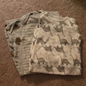 Gray and White Dinosaur Kids Footie